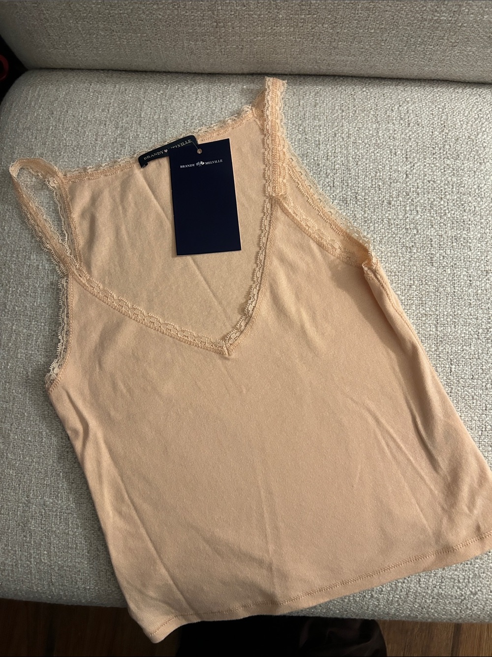 BRAND NEW Brandy Melville Peach Lace Tank